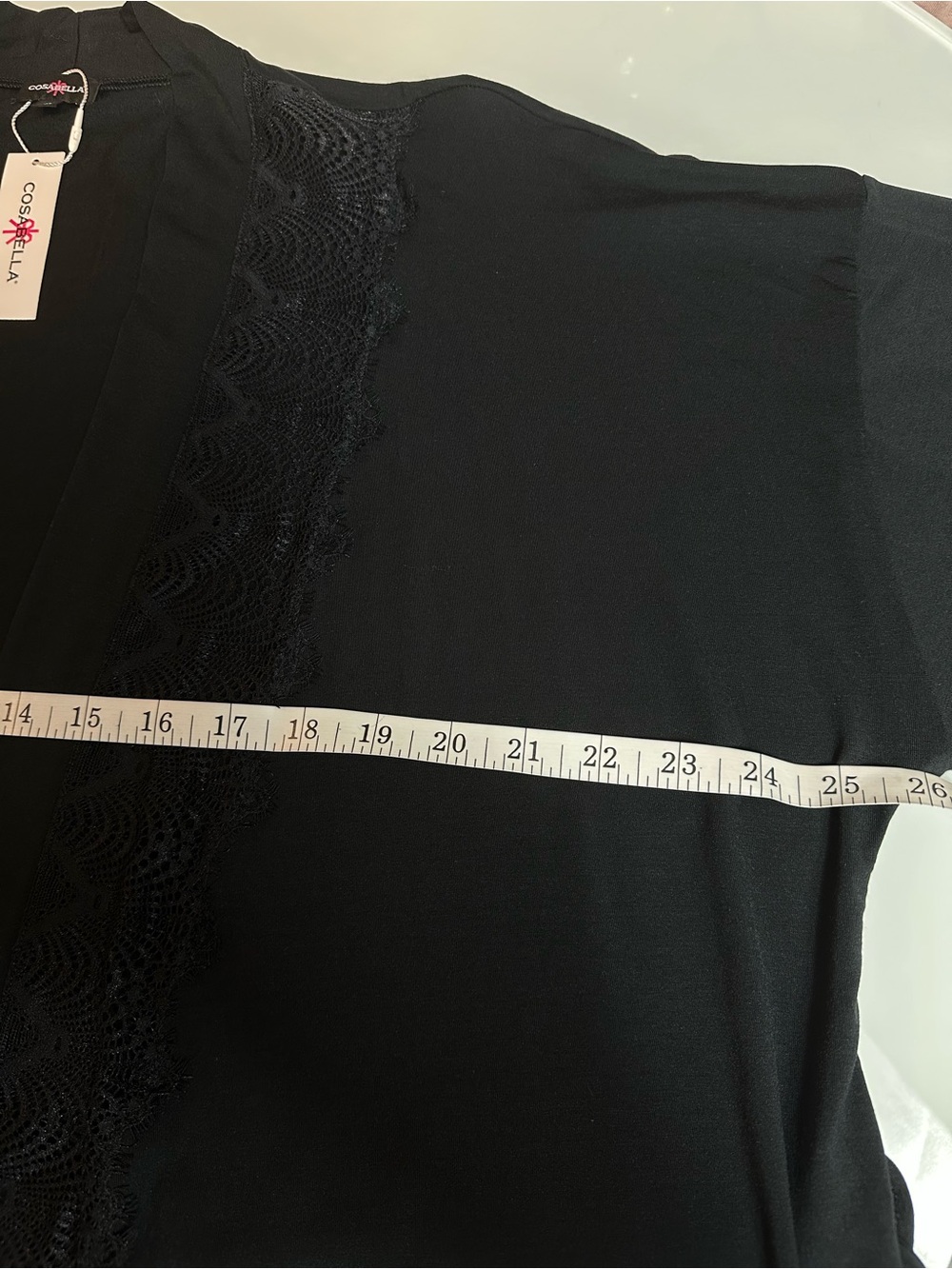 NWT Cosabella Allure Modal Lace Kimono Robe Black M Made in Italy $185 - Picture 11 of 12